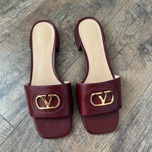 Valentino Women's Deep Red Slide Sandals